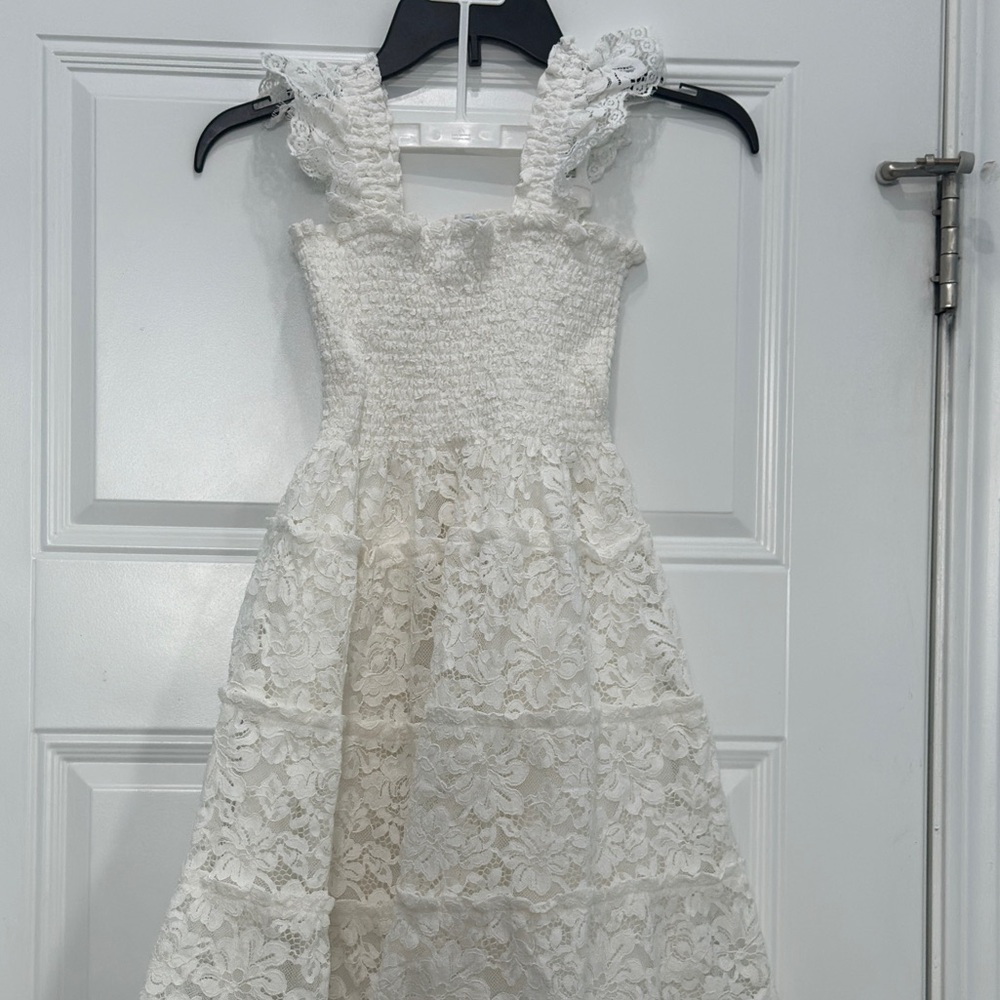 White Tiny Ellie Lace Nap Dress. Size 11/12